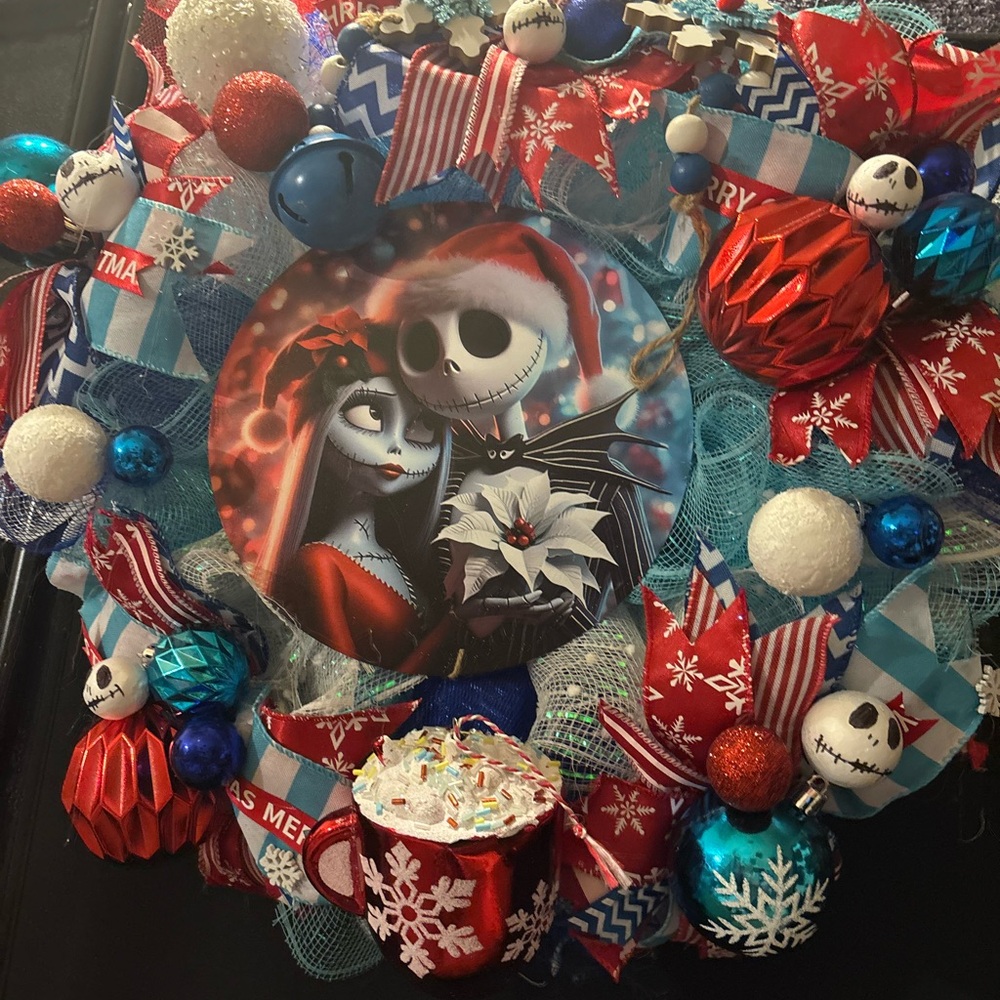 Festive Nightmare Before Christmas Holiday Wreath